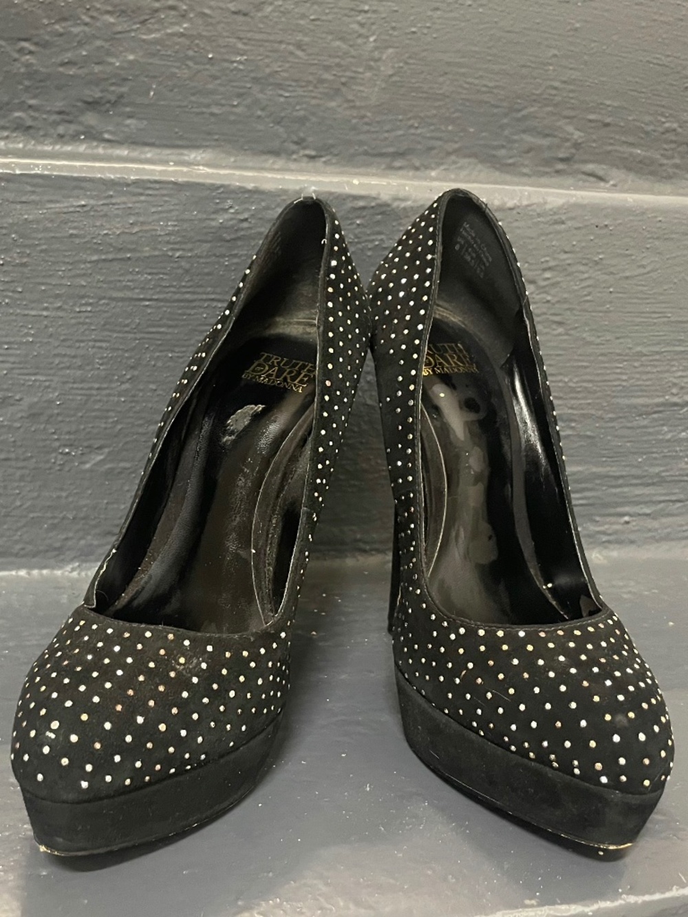 Truth or Dare by Madonna Black Studded Platform Pumps - Size 8